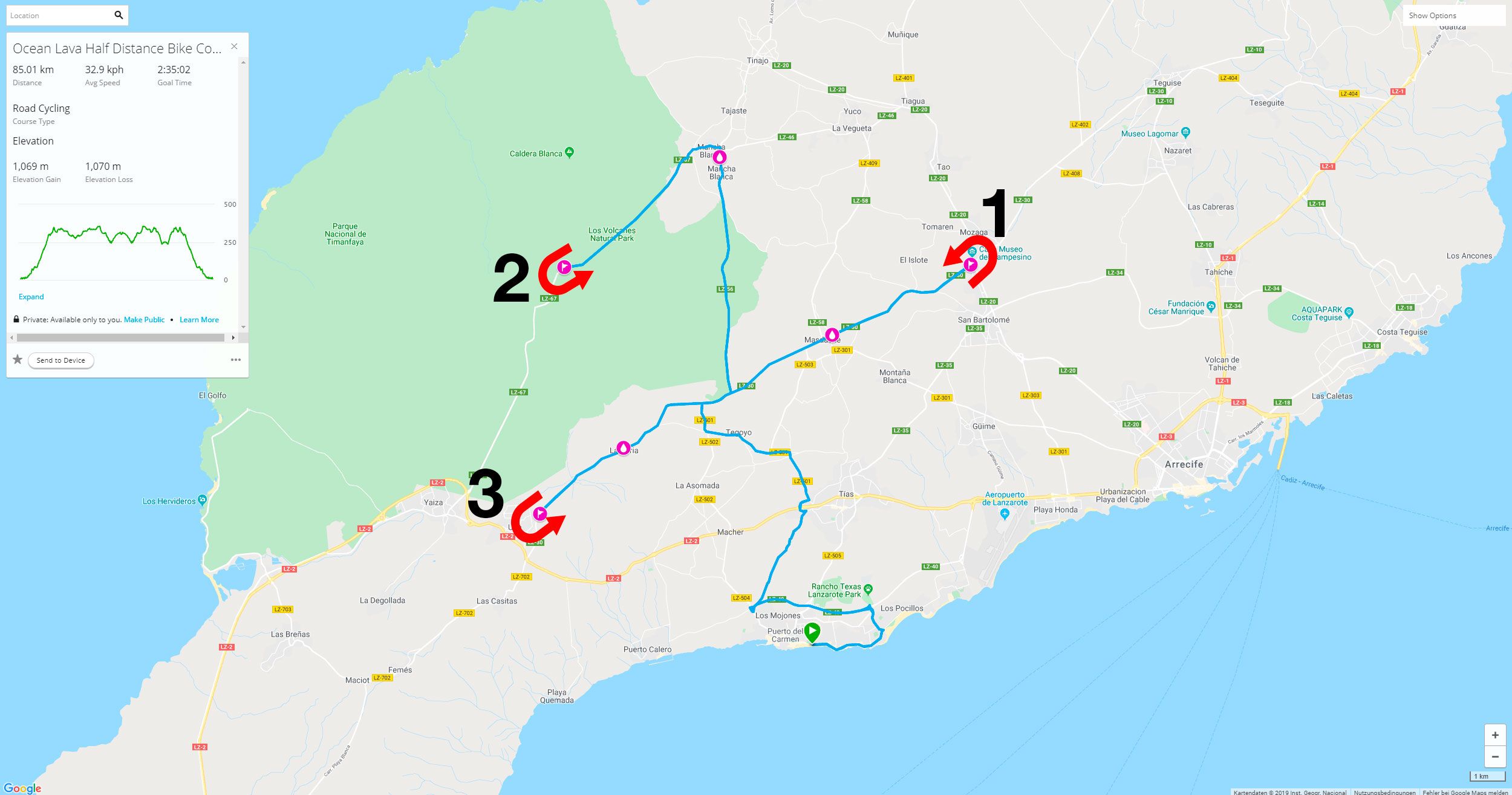 Ocean Lava Half Distance Bike Course